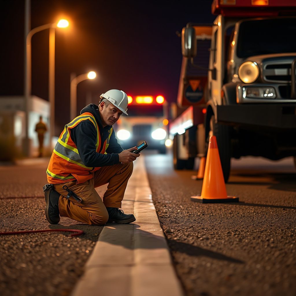 A close-up of a tow truck operator securing a vehicle onto a flatbed tow truck in Oro Valley, Arizona.